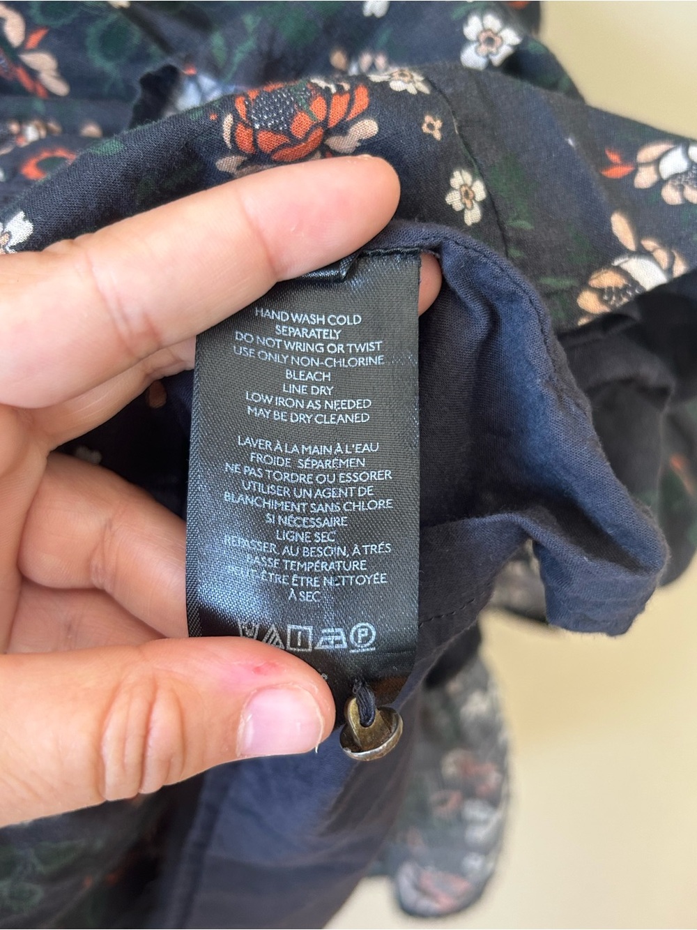 Anthropologie Navy Floral Cotton Flutter Sleeve Tiered Mini Dress Size S - Picture 7 of 8